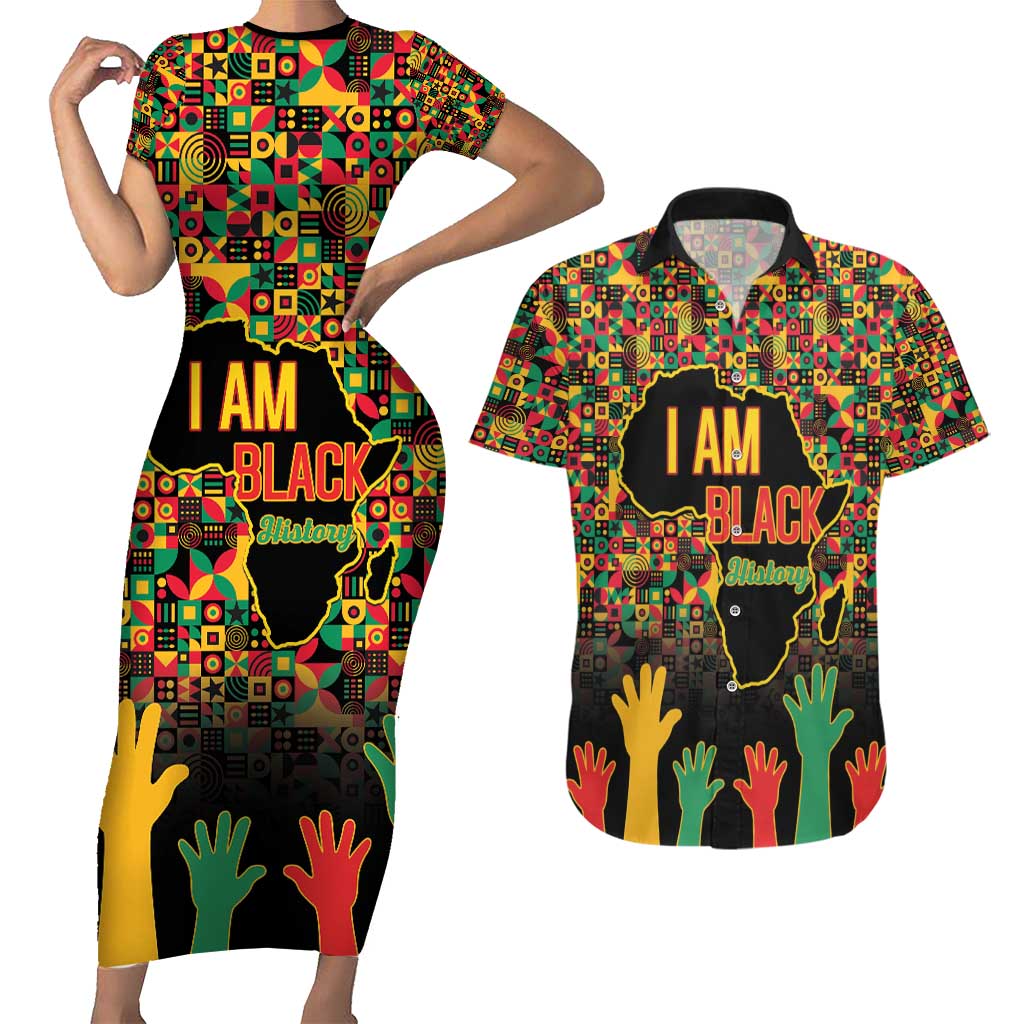 Black History Month Couples Matching Short Sleeve Bodycon Dress and Hawaiian Shirt I Am Black History - Wonder Print Shop