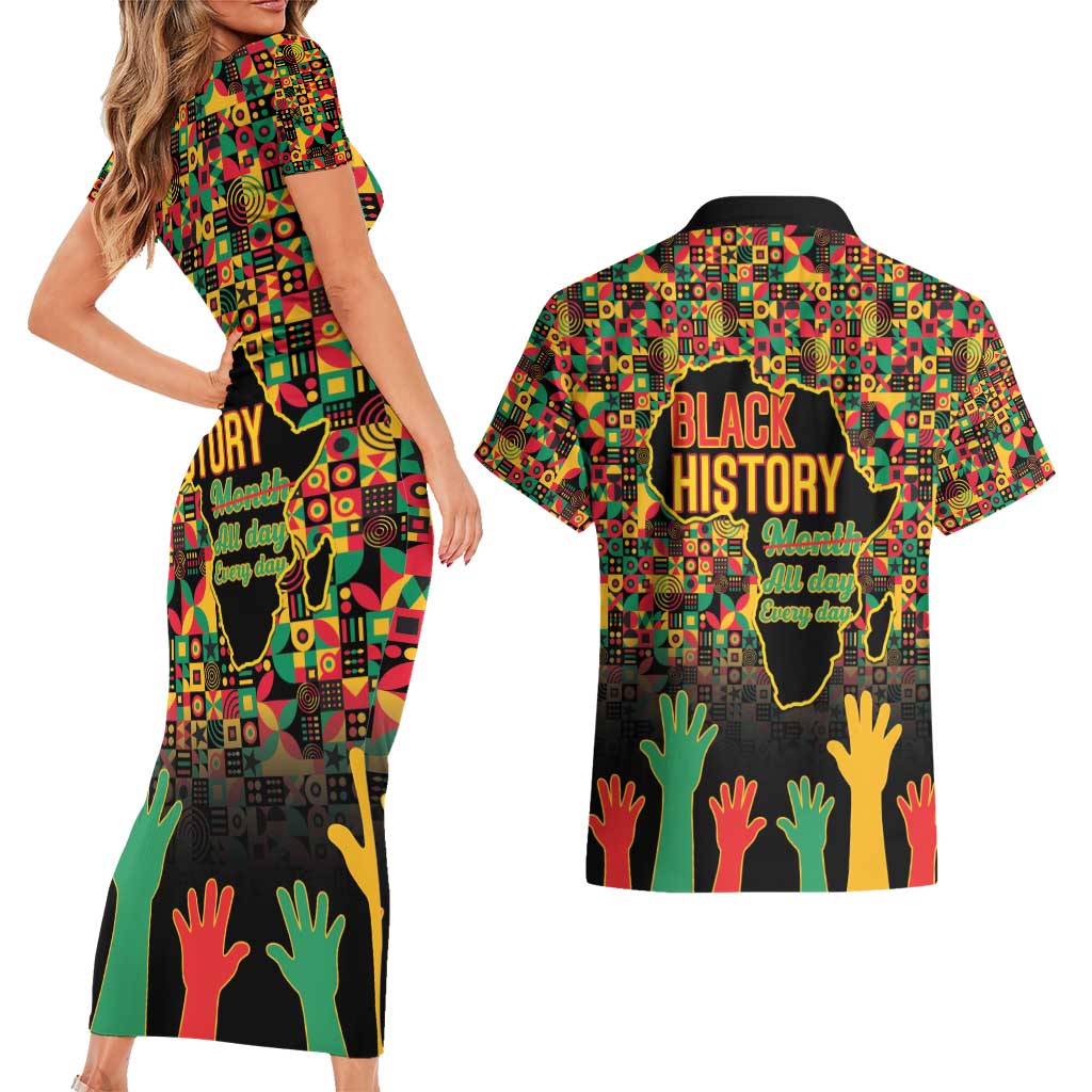 Black History Month Couples Matching Short Sleeve Bodycon Dress and Hawaiian Shirt I Am Black History - Wonder Print Shop