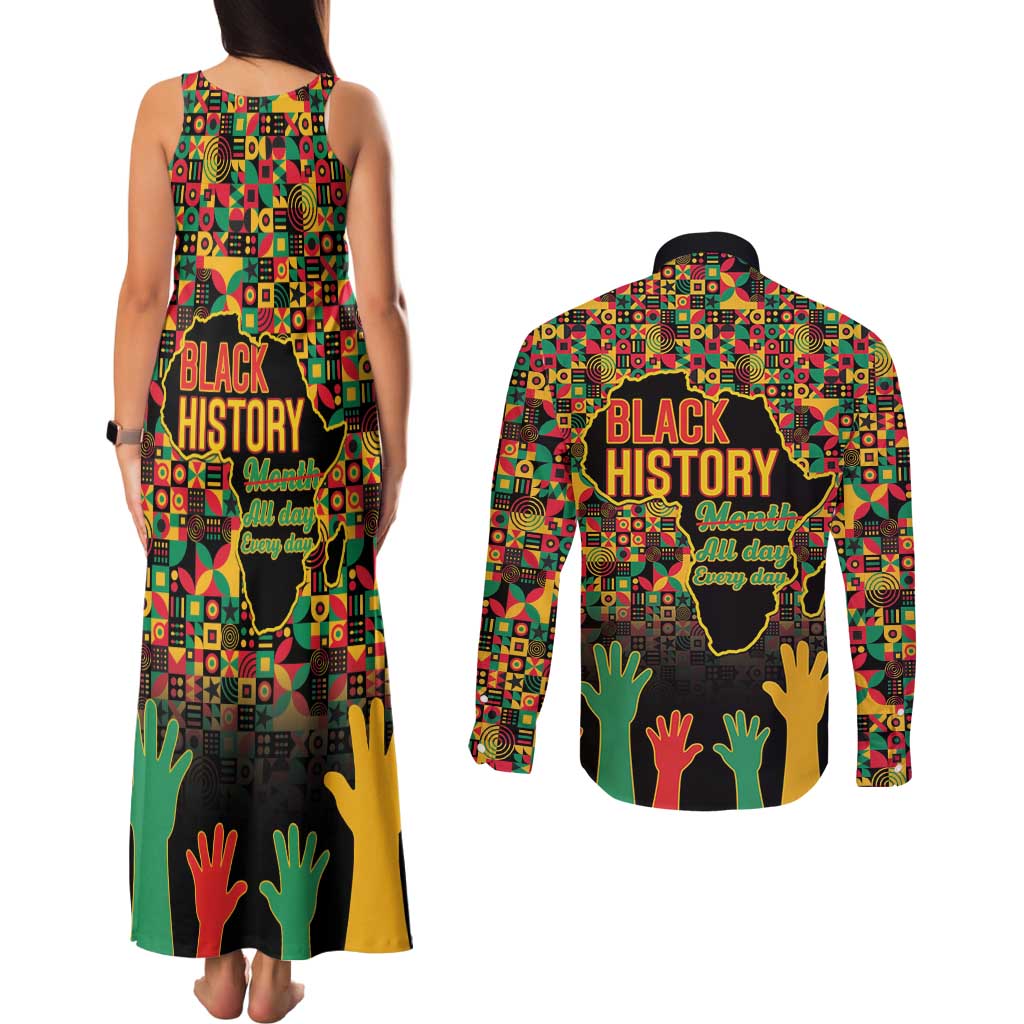 Black History Month Couples Matching Tank Maxi Dress and Long Sleeve Button Shirt I Am Black History - Wonder Print Shop