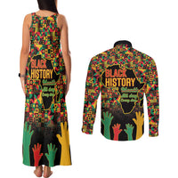 Black History Month Couples Matching Tank Maxi Dress and Long Sleeve Button Shirt I Am Black History - Wonder Print Shop