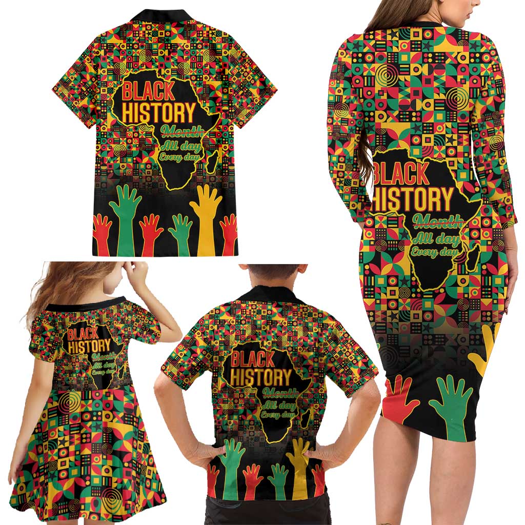 Black History Month Family Matching Long Sleeve Bodycon Dress and Hawaiian Shirt I Am Black History - Wonder Print Shop