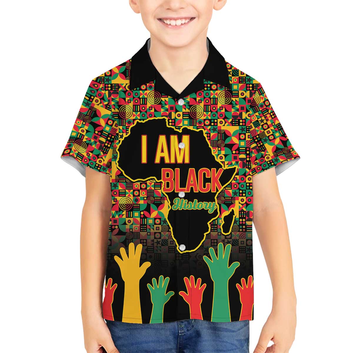 Black History Month Family Matching Off The Shoulder Long Sleeve Dress and Hawaiian Shirt I Am Black History - Wonder Print Shop