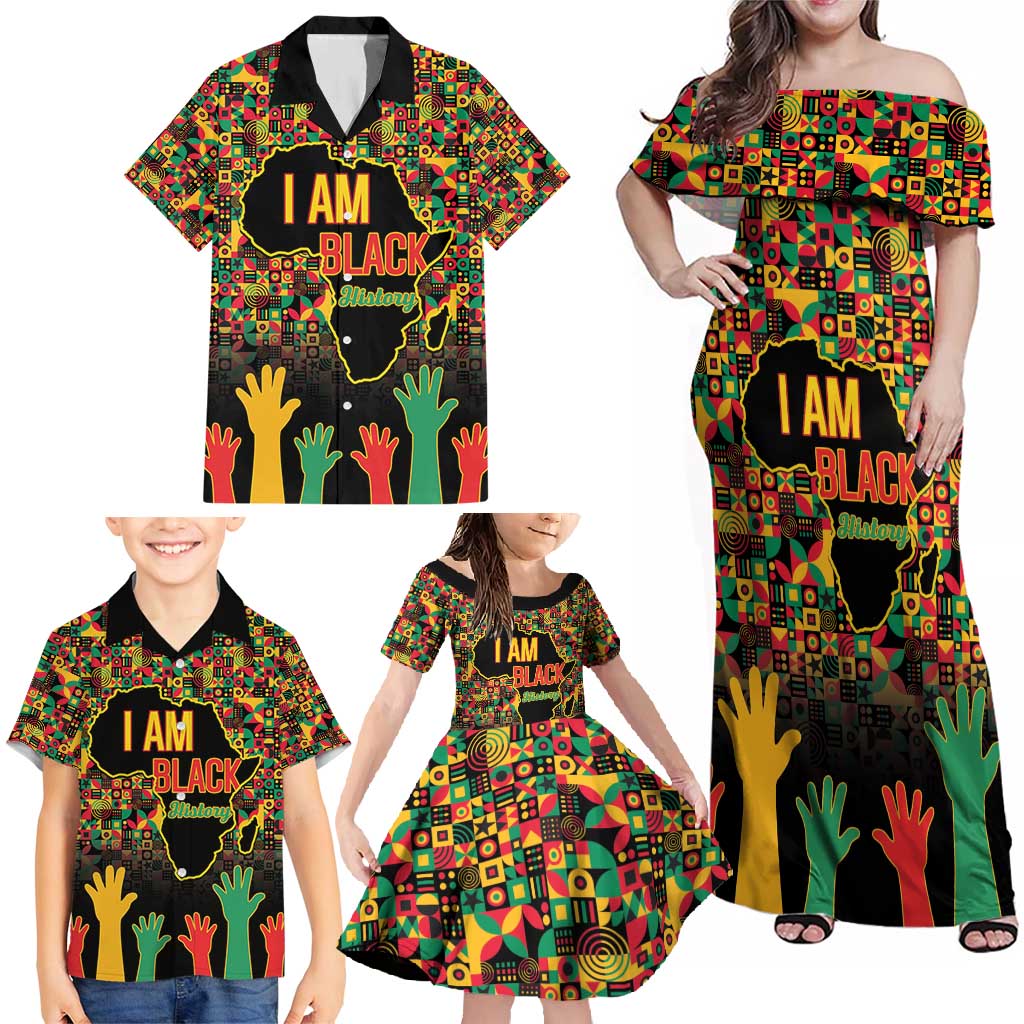 Black History Month Family Matching Off Shoulder Maxi Dress and Hawaiian Shirt I Am Black History - Wonder Print Shop