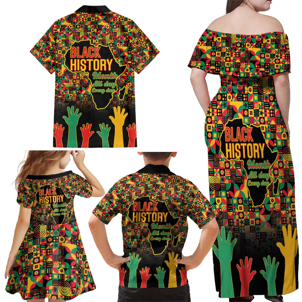 Black History Month Family Matching Off Shoulder Maxi Dress and Hawaiian Shirt I Am Black History - Wonder Print Shop