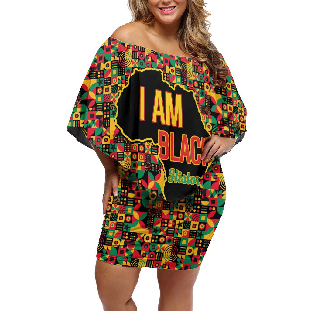 Black History Month Family Matching Off Shoulder Short Dress and Hawaiian Shirt I Am Black History - Wonder Print Shop