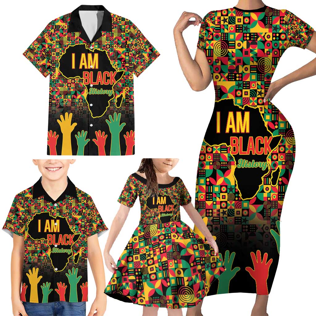 Black History Month Family Matching Short Sleeve Bodycon Dress and Hawaiian Shirt I Am Black History - Wonder Print Shop