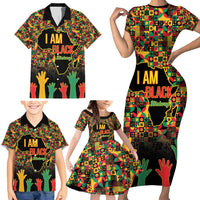 Black History Month Family Matching Short Sleeve Bodycon Dress and Hawaiian Shirt I Am Black History - Wonder Print Shop