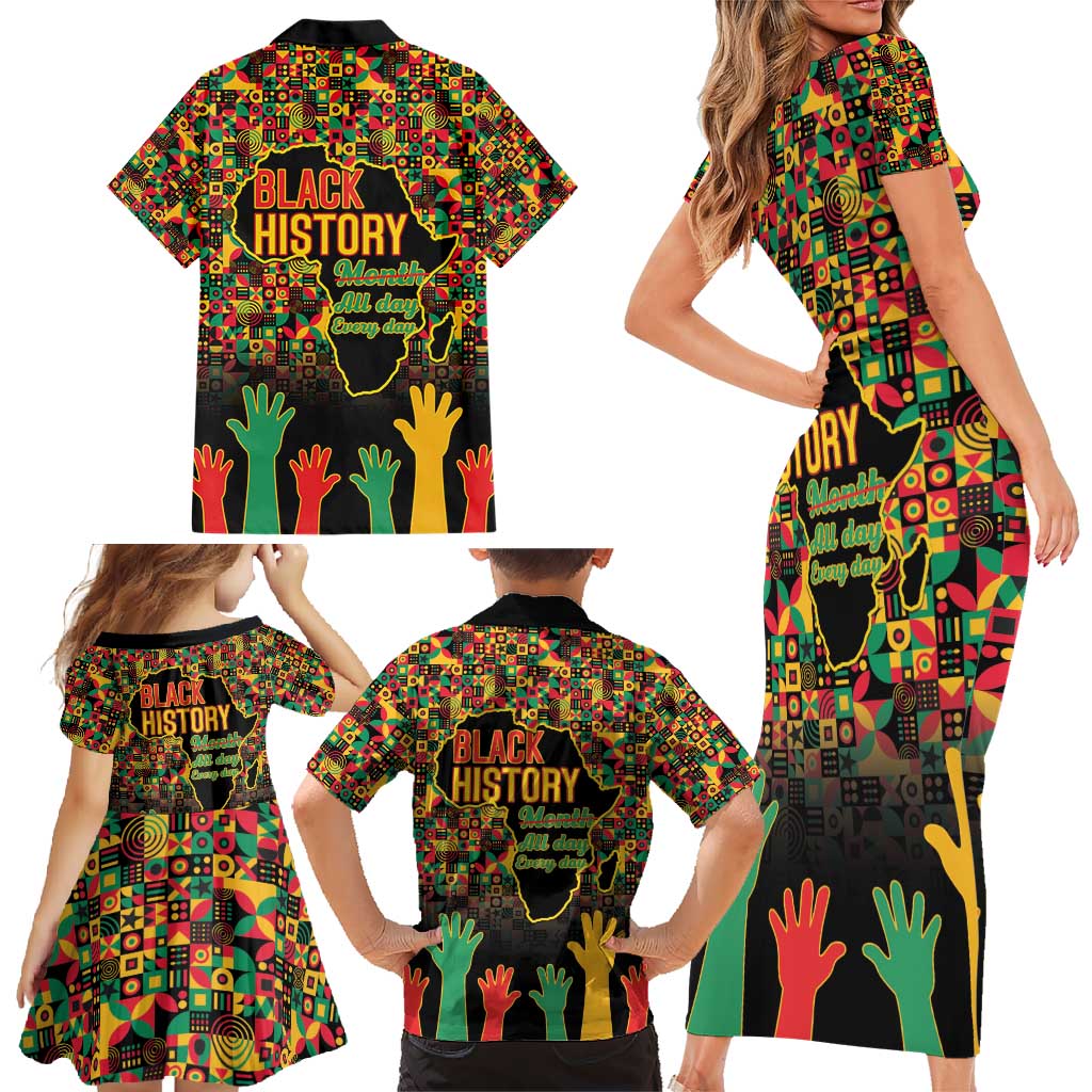 Black History Month Family Matching Short Sleeve Bodycon Dress and Hawaiian Shirt I Am Black History - Wonder Print Shop