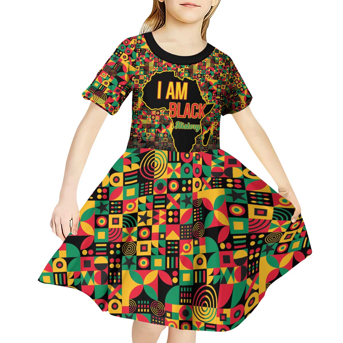 Black History Month Kid Short Sleeve Dress I Am Black History - Wonder Print Shop