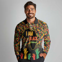 Black History Month Long Sleeve Polo Shirt I Am Black History - Wonder Print Shop