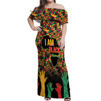 Black History Month Off Shoulder Maxi Dress I Am Black History - Wonder Print Shop