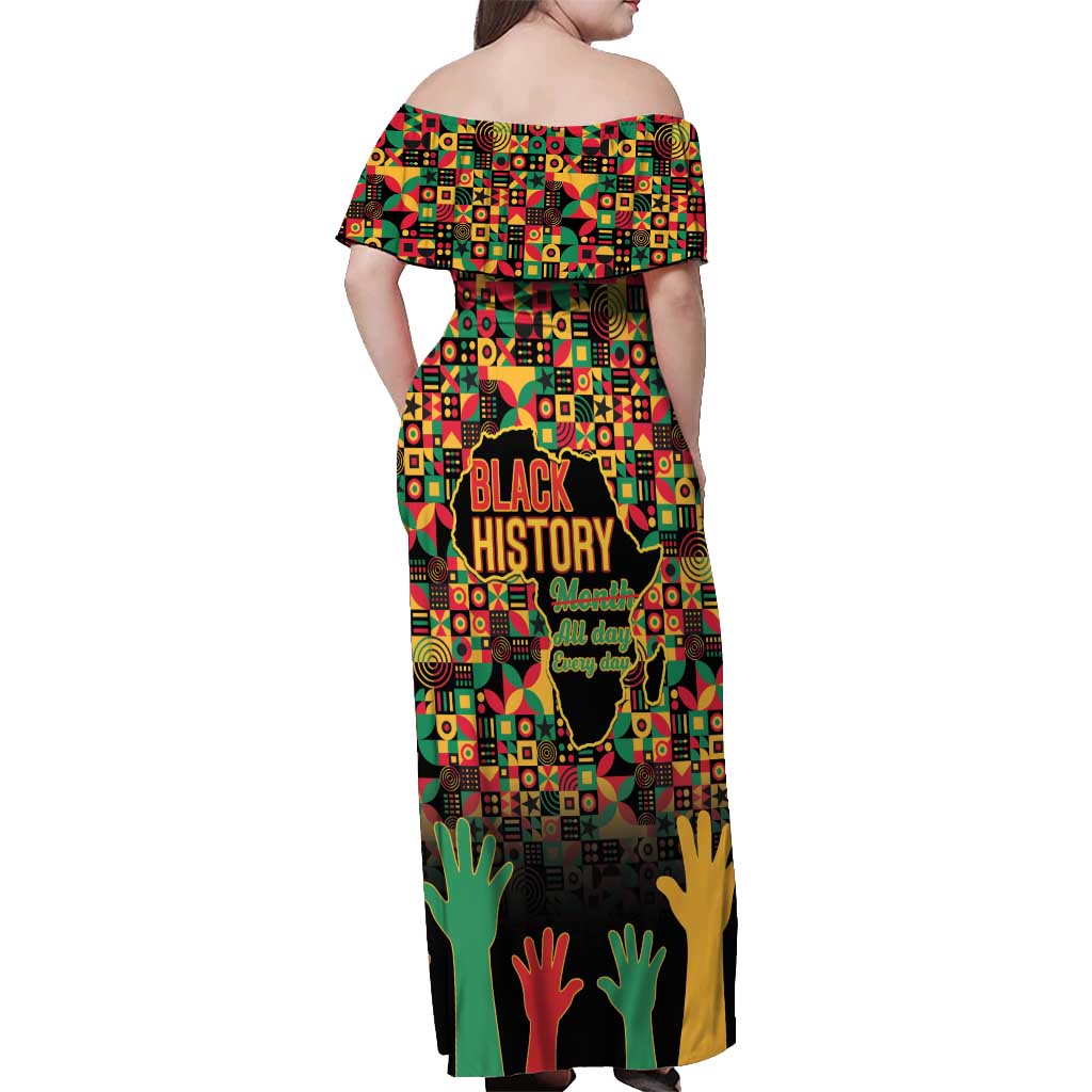 Black History Month Off Shoulder Maxi Dress I Am Black History - Wonder Print Shop