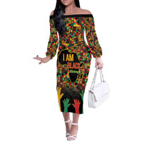 Black History Month Off The Shoulder Long Sleeve Dress I Am Black History - Wonder Print Shop
