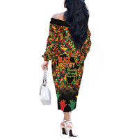 Black History Month Off The Shoulder Long Sleeve Dress I Am Black History - Wonder Print Shop