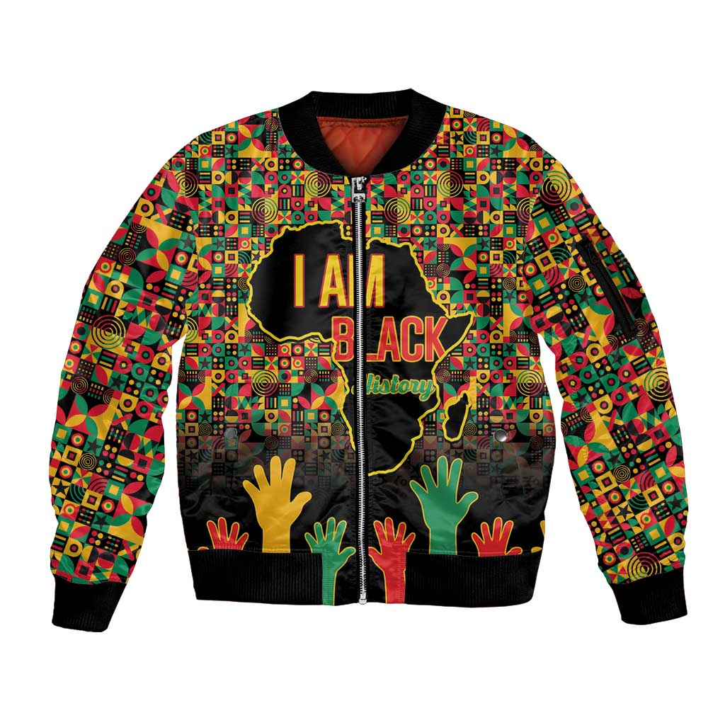 Black History Month Sleeve Zip Bomber Jacket I Am Black History - Wonder Print Shop