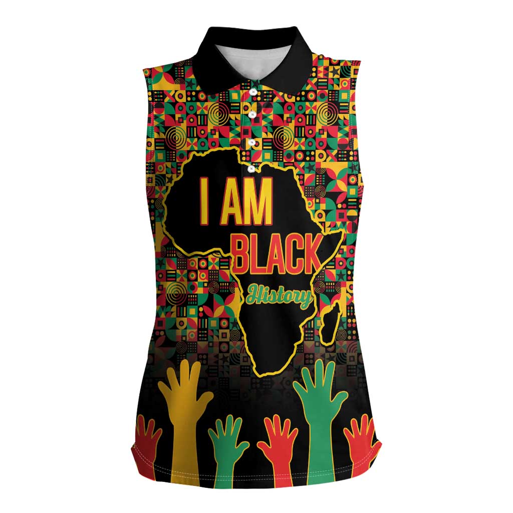 Black History Month Women Sleeveless Polo Shirt I Am Black History - Wonder Print Shop
