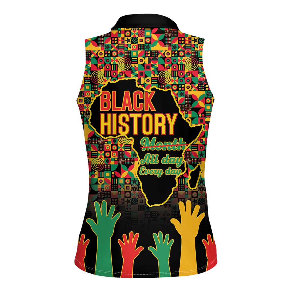 Black History Month Women Sleeveless Polo Shirt I Am Black History - Wonder Print Shop
