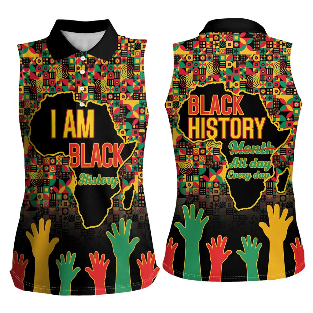 Black History Month Women Sleeveless Polo Shirt I Am Black History - Wonder Print Shop