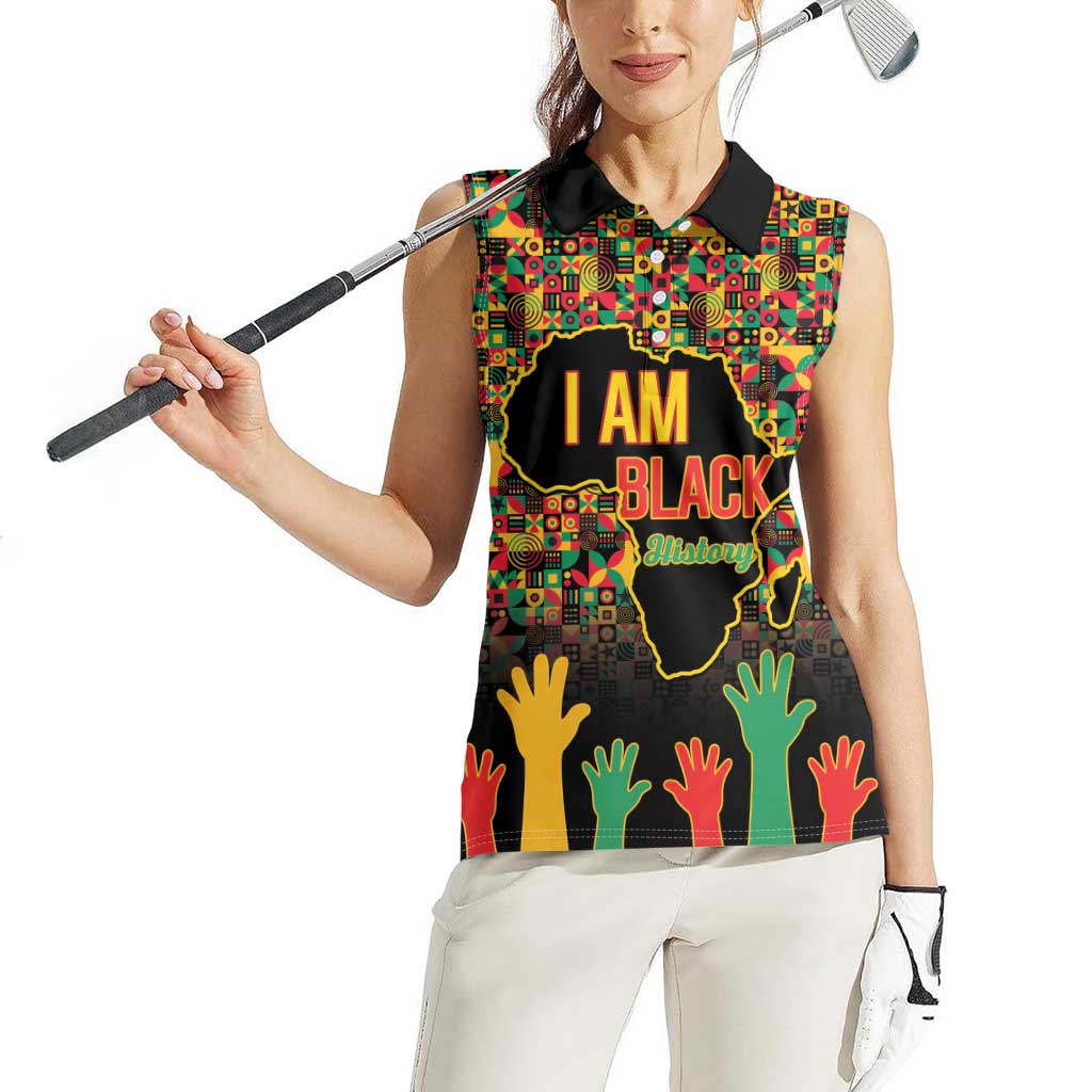 Black History Month Women Sleeveless Polo Shirt I Am Black History - Wonder Print Shop