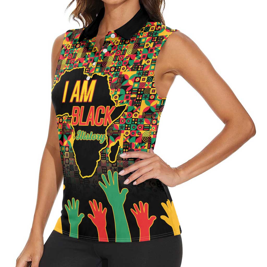 Black History Month Women Sleeveless Polo Shirt I Am Black History - Wonder Print Shop