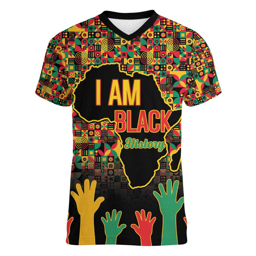 Black History Month Women V-Neck T-Shirt I Am Black History - Wonder Print Shop
