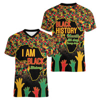 Black History Month Women V-Neck T-Shirt I Am Black History - Wonder Print Shop