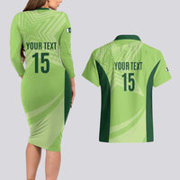 Custom Pakistan Cricket Couples Matching Long Sleeve Bodycon Dress and Hawaiian Shirt Go Shaheens LT15