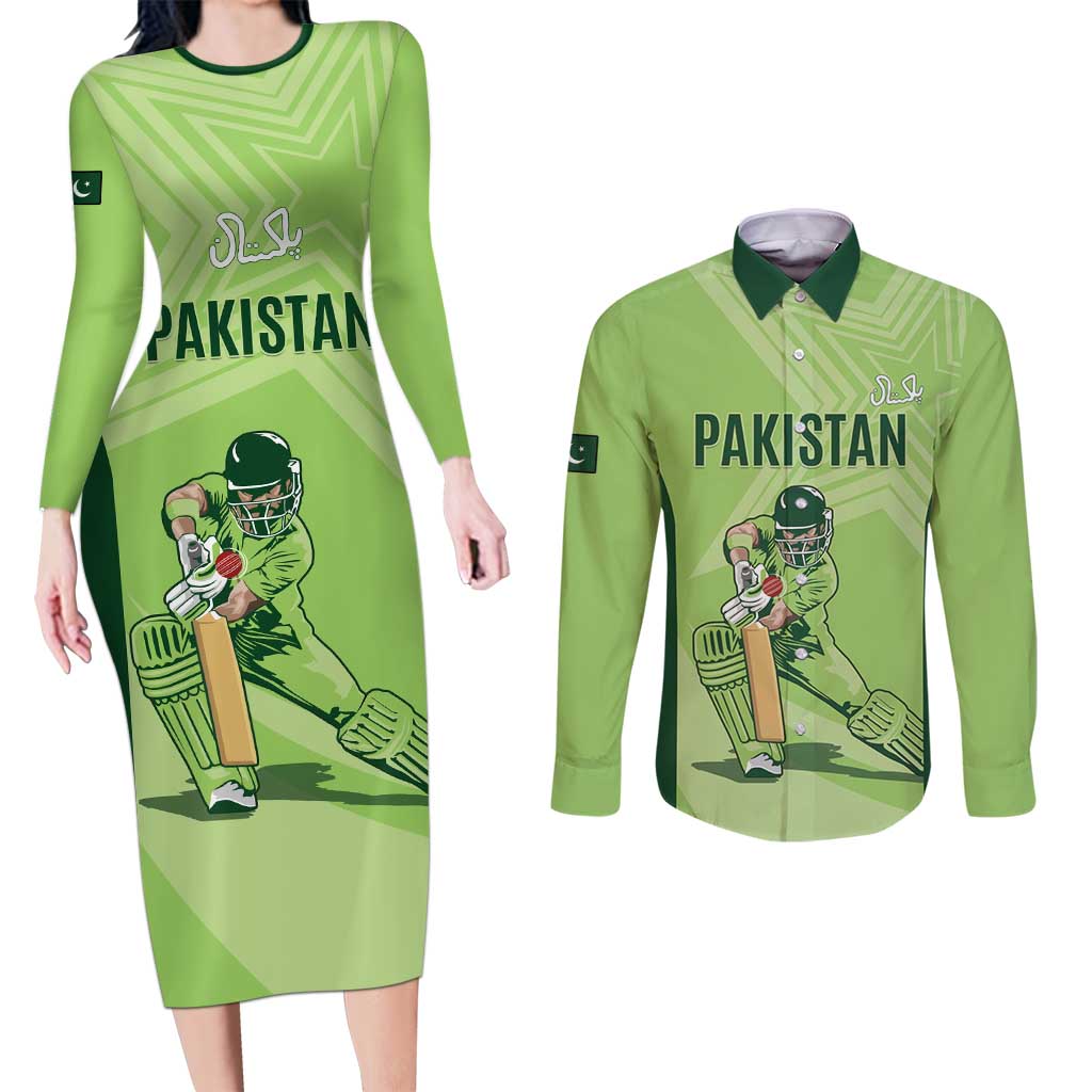 Custom Pakistan Cricket Couples Matching Long Sleeve Bodycon Dress and Long Sleeve Button Shirt Go Shaheens LT15