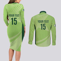 Custom Pakistan Cricket Couples Matching Long Sleeve Bodycon Dress and Long Sleeve Button Shirt Go Shaheens LT15