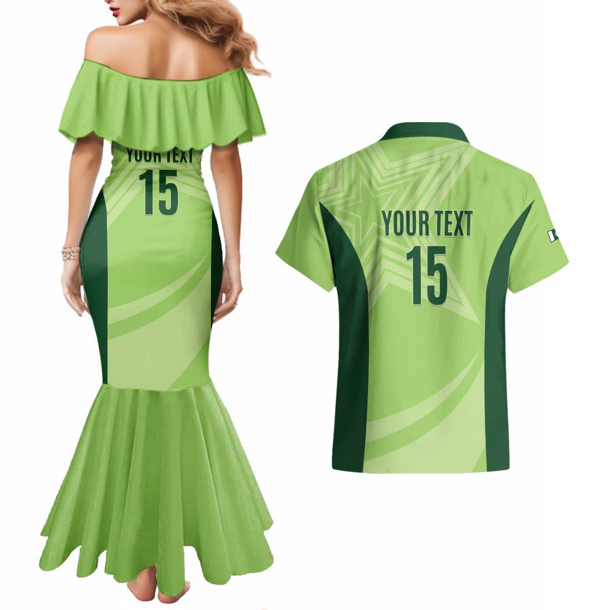 Custom Pakistan Cricket Couples Matching Mermaid Dress and Hawaiian Shirt Go Shaheens LT15