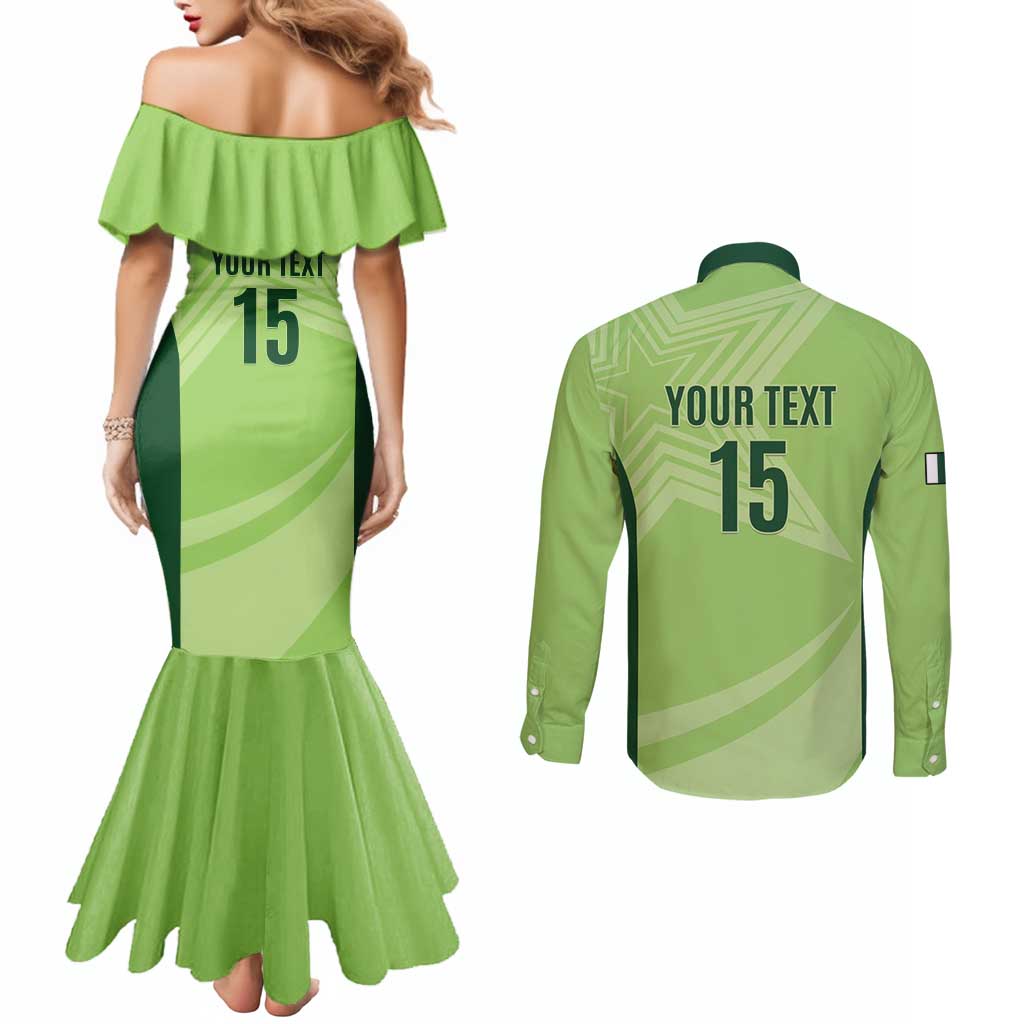 Custom Pakistan Cricket Couples Matching Mermaid Dress and Long Sleeve Button Shirt Go Shaheens LT15
