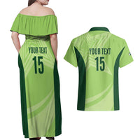 Custom Pakistan Cricket Couples Matching Off Shoulder Maxi Dress and Hawaiian Shirt Go Shaheens LT15