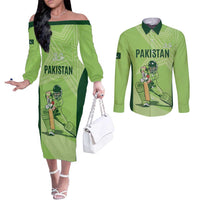 Custom Pakistan Cricket Couples Matching Off The Shoulder Long Sleeve Dress and Long Sleeve Button Shirt Go Shaheens LT15