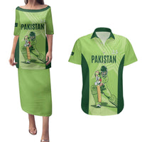 Custom Pakistan Cricket Couples Matching Puletasi and Hawaiian Shirt Go Shaheens LT15