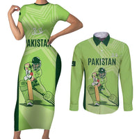 Custom Pakistan Cricket Couples Matching Short Sleeve Bodycon Dress and Long Sleeve Button Shirt Go Shaheens LT15