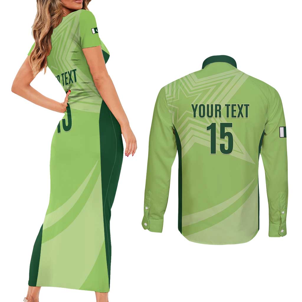 Custom Pakistan Cricket Couples Matching Short Sleeve Bodycon Dress and Long Sleeve Button Shirt Go Shaheens LT15