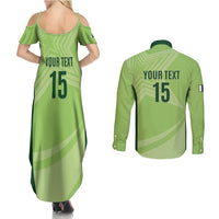 Custom Pakistan Cricket Couples Matching Summer Maxi Dress and Long Sleeve Button Shirt Go Shaheens LT15