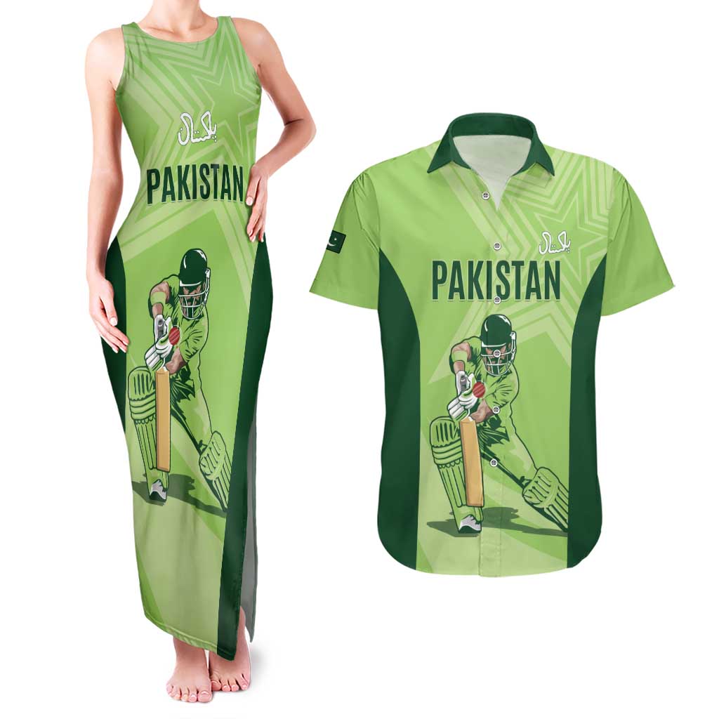 Custom Pakistan Cricket Couples Matching Tank Maxi Dress and Hawaiian Shirt Go Shaheens LT15