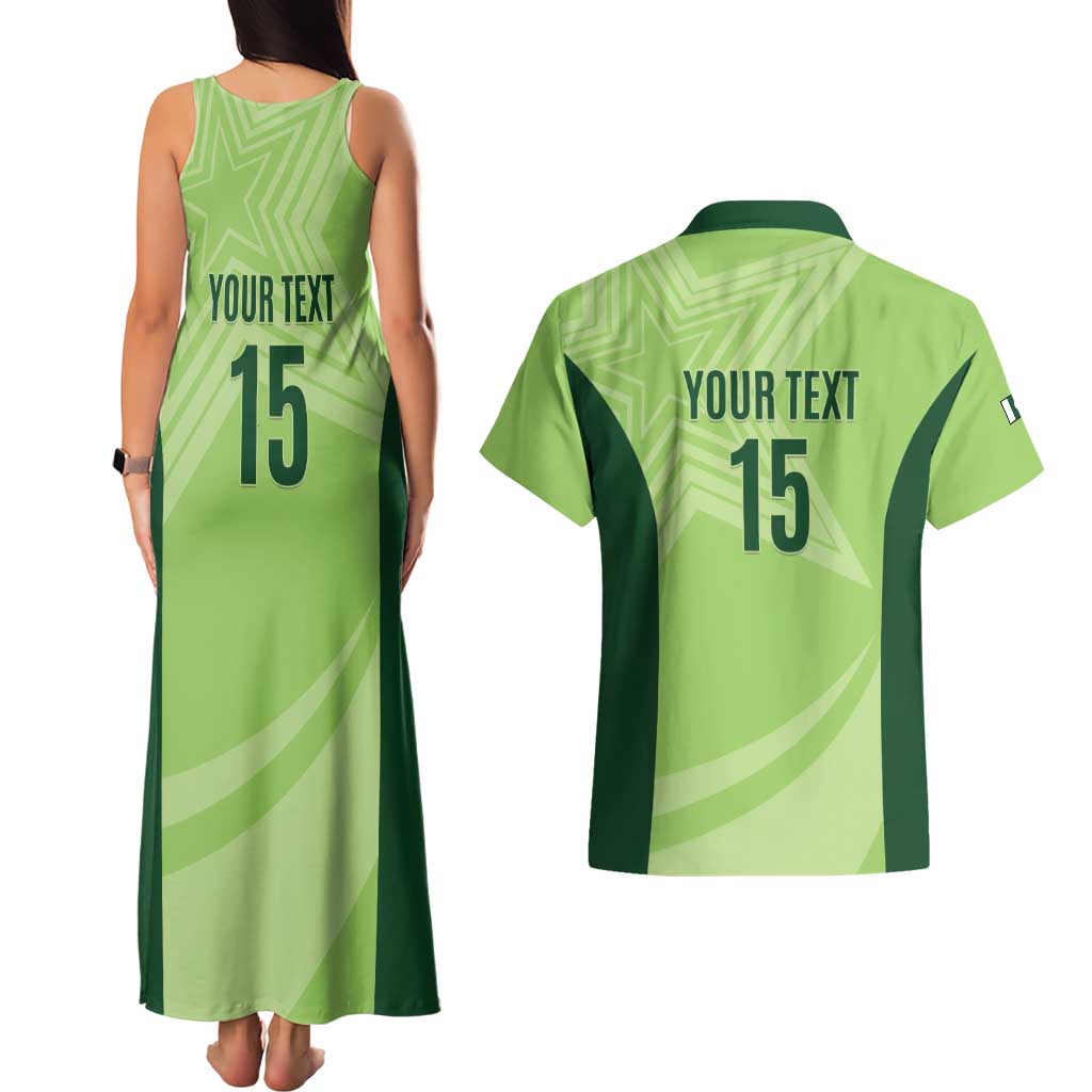 Custom Pakistan Cricket Couples Matching Tank Maxi Dress and Hawaiian Shirt Go Shaheens LT15