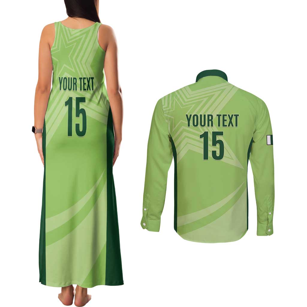 Custom Pakistan Cricket Couples Matching Tank Maxi Dress and Long Sleeve Button Shirt Go Shaheens LT15