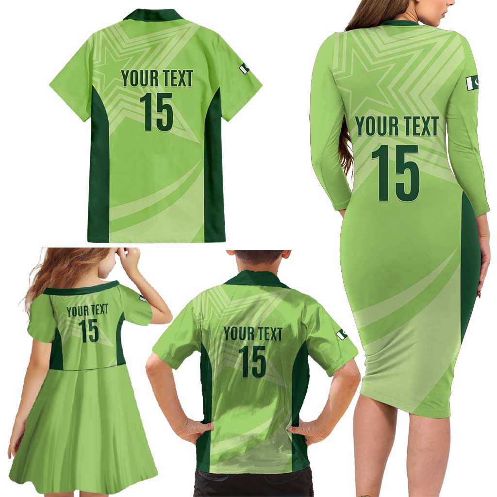 Custom Pakistan Cricket Family Matching Long Sleeve Bodycon Dress and Hawaiian Shirt Go Shaheens LT15