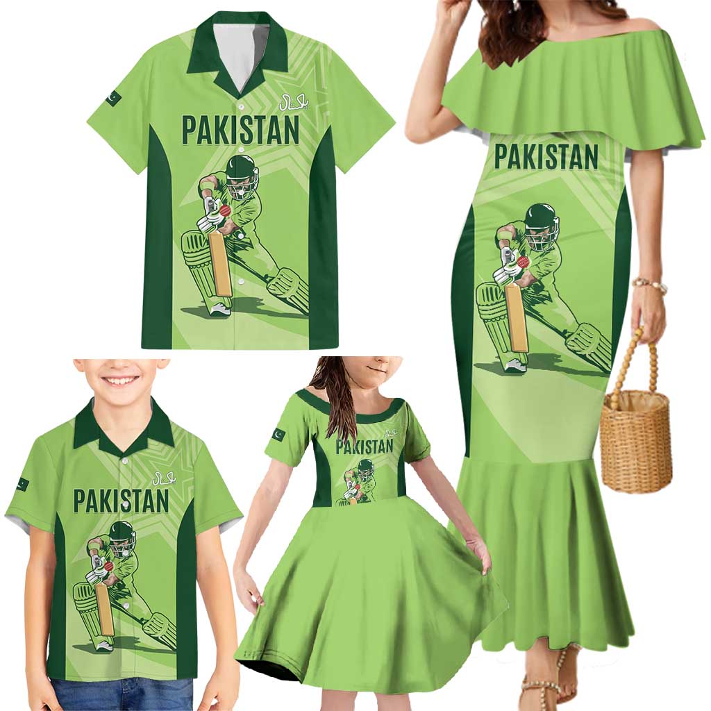 Custom Pakistan Cricket Family Matching Mermaid Dress and Hawaiian Shirt Go Shaheens LT15