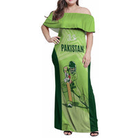 Custom Pakistan Cricket Family Matching Off Shoulder Maxi Dress and Hawaiian Shirt Go Shaheens LT15