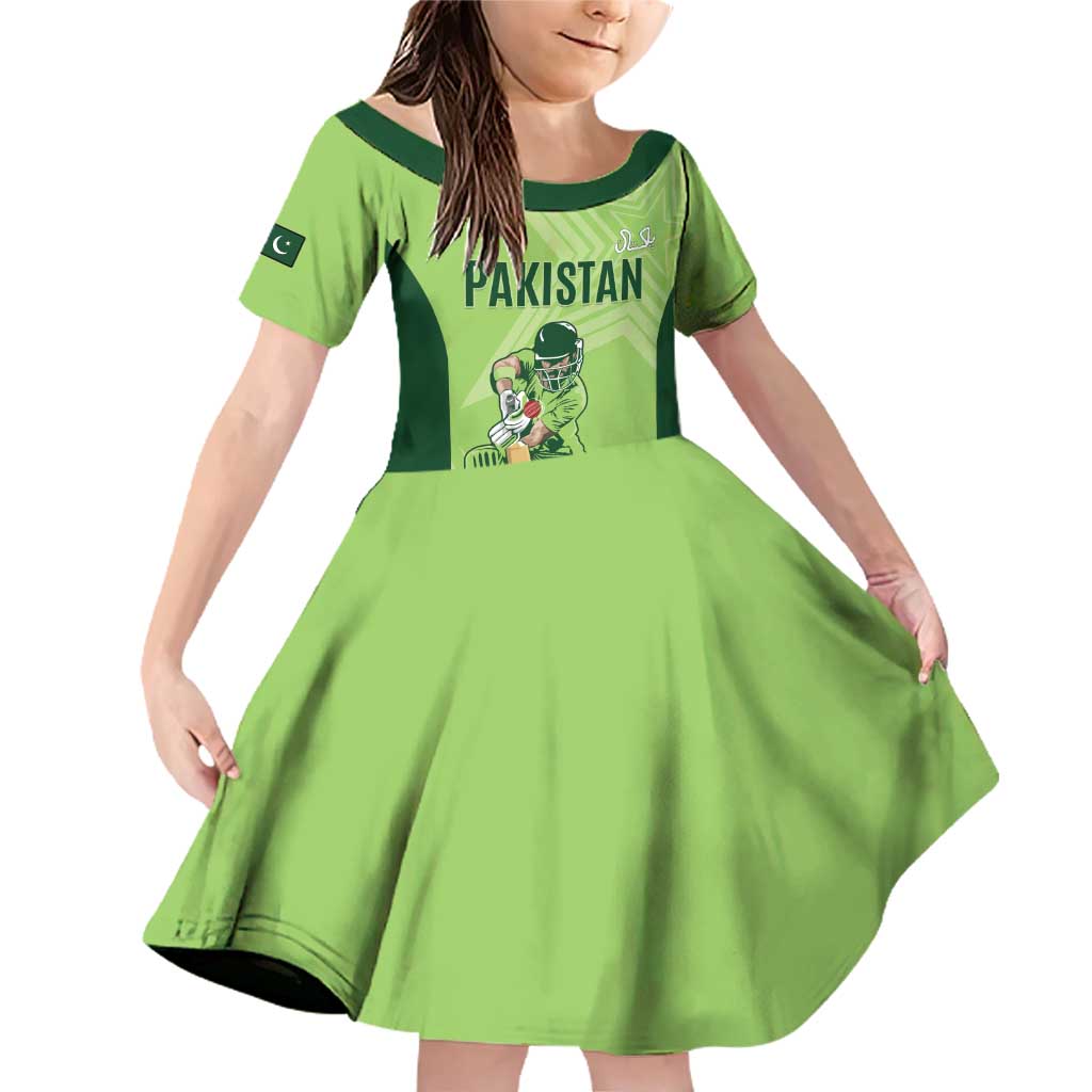Custom Pakistan Cricket Family Matching Off Shoulder Short Dress and Hawaiian Shirt Go Shaheens LT15
