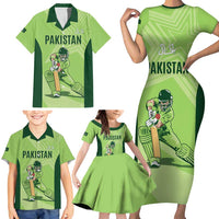 Custom Pakistan Cricket Family Matching Short Sleeve Bodycon Dress and Hawaiian Shirt Go Shaheens LT15