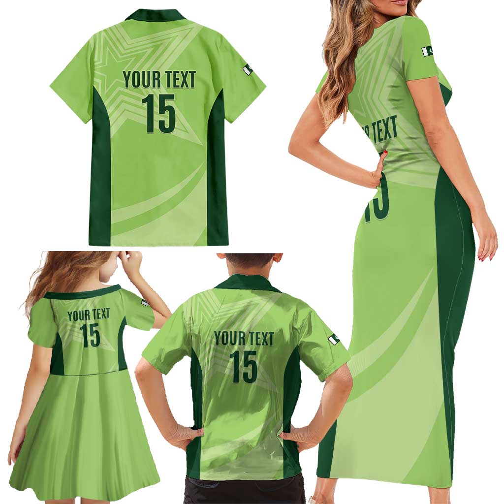 Custom Pakistan Cricket Family Matching Short Sleeve Bodycon Dress and Hawaiian Shirt Go Shaheens LT15