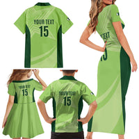 Custom Pakistan Cricket Family Matching Short Sleeve Bodycon Dress and Hawaiian Shirt Go Shaheens LT15