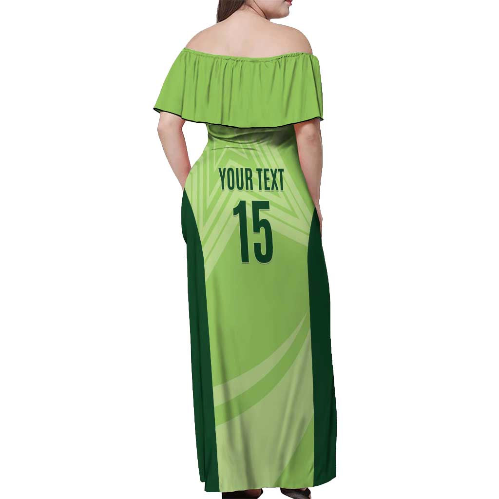 Custom Pakistan Cricket Off Shoulder Maxi Dress Go Shaheens LT15