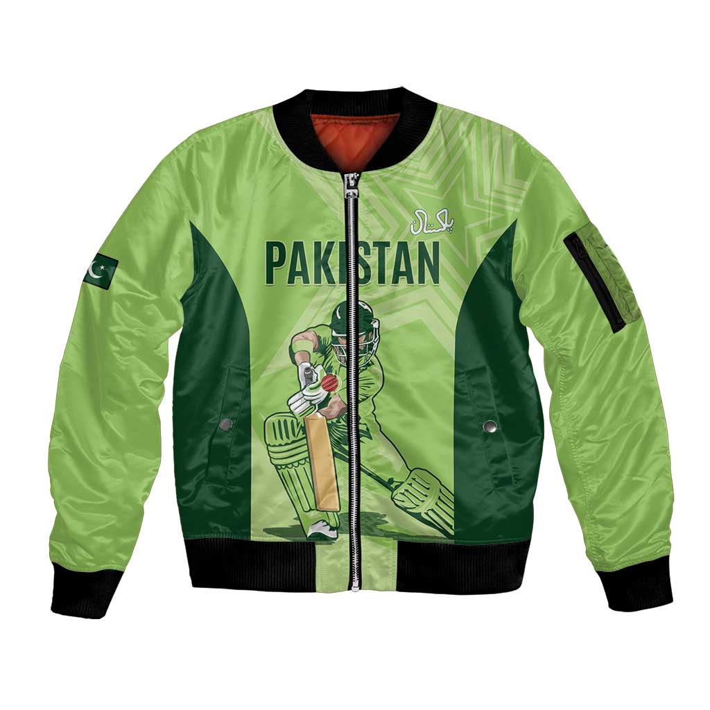 Custom Pakistan Cricket Sleeve Zip Bomber Jacket Go Shaheens LT15
