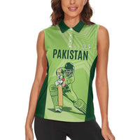 Custom Pakistan Cricket Women Sleeveless Polo Shirt Go Shaheens LT15